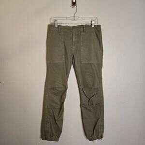 Nili Lotan Cropped Military Pant Gray Size 6 Casual Relaxed Utility Zip Jogger